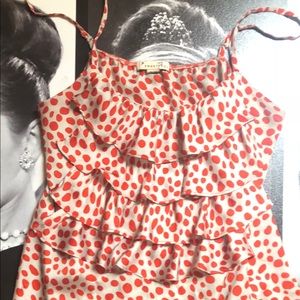 Twenty One beige and orange  ruffled silky top